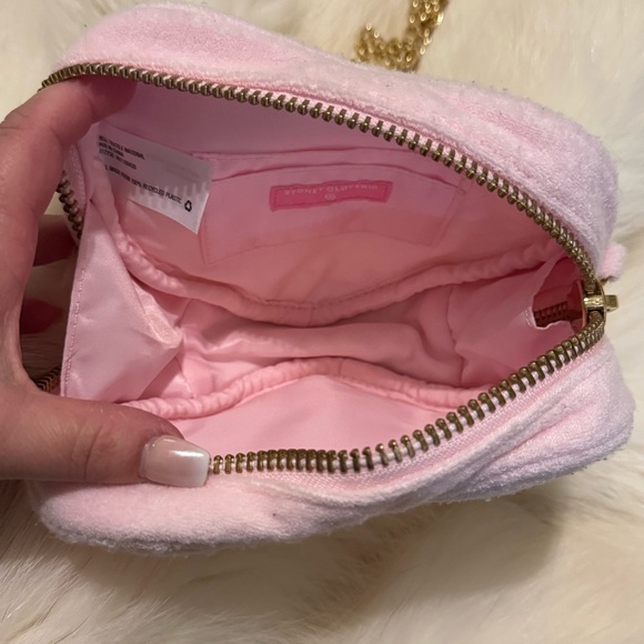 NEW 💗 Stoney Clover Lane X Target Pink Terry Cloth Heart Crossbody Bag Purse - Picture 3 of 5